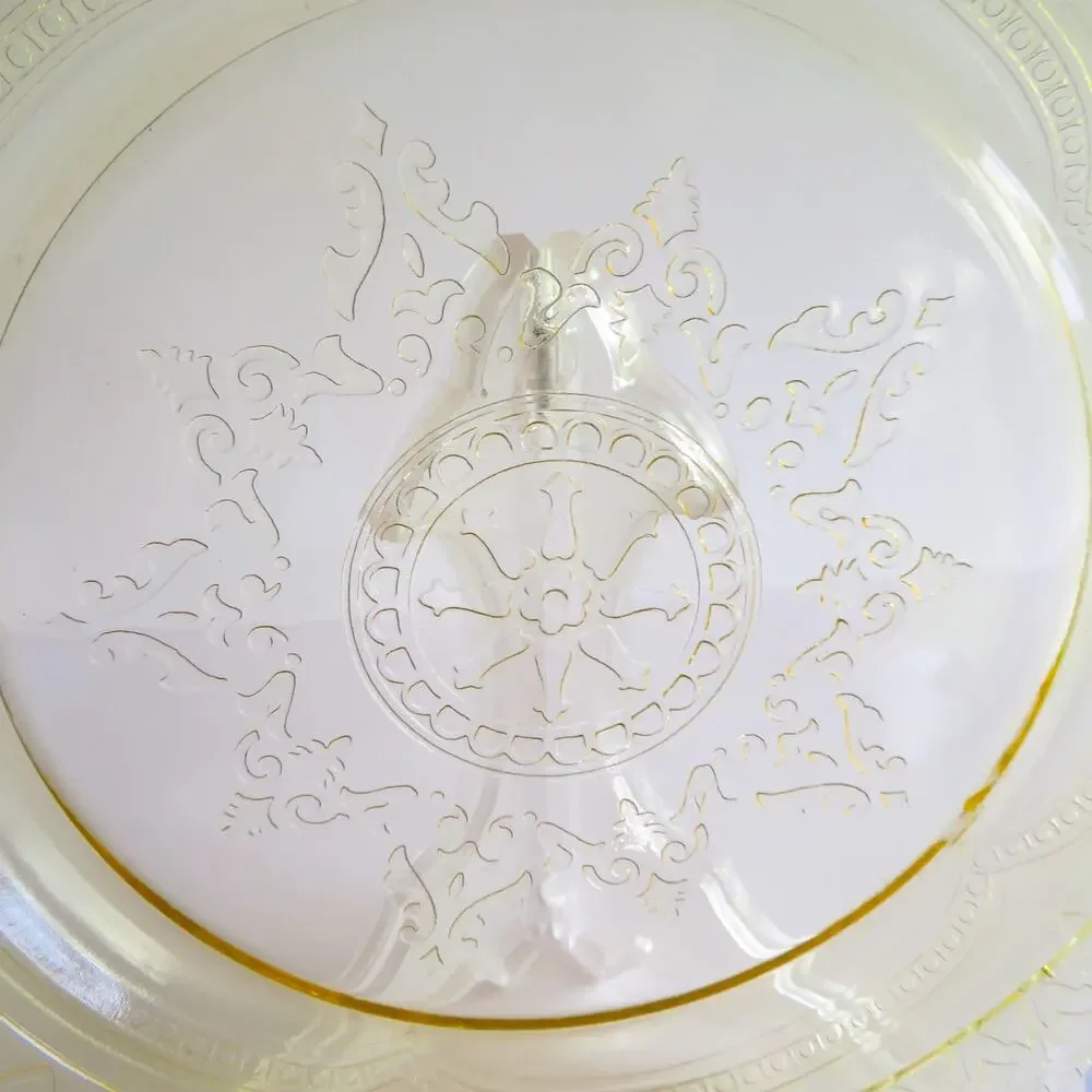 Vintage Federal Patrician Spoke Depression Glass Amber Yellow Dinner Plate 11